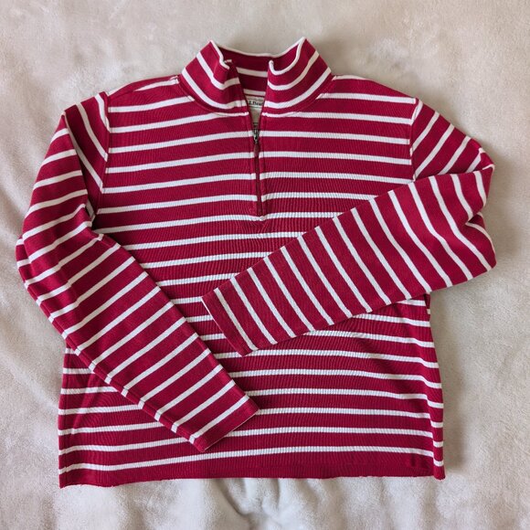 VINTAGE 90's L.L.Bean knit quarter zip sweater 100% cotton - Picture 1 of 7